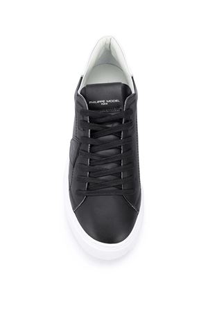 Temple Low-Top Sneakers in Leather, Black White PHILIPPE MODEL | BTLUV002